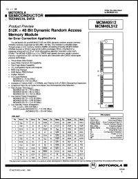 MCM40512S70 datasheet: 512Kx40 bit dynamyc random access memory module. Fast access time 70ns. MCM40512S70