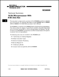 MC68008 datasheet: 16-bit microprocessor with 8-bit data bus. MC68008