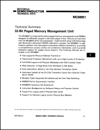 MC68851 datasheet: 32-bit paged memory management unit. MC68851