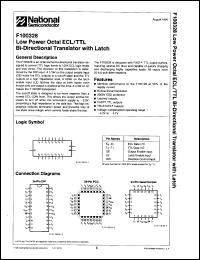100328DCQR datasheet: Low power octal ECL/TTL bidirectional translator with latch. Commercial grade device with burn-in. 100328DCQR