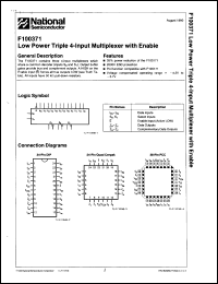 100371QCQR datasheet: Low power triple 4-input multiplexer with enable. Commercial grade device with burn-in. 100371QCQR