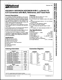 ADC08231BIJ datasheet: 8-bit 2us serial I/O A/D converter with MUX, reference and track/hold. ADC08231BIJ