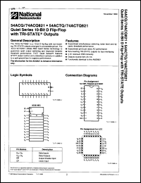 74ACQ821SDCX datasheet: Quiet series 10-bit D flip-flop with TRI-STATE outputs. Device shipped in 13 inches reels. 74ACQ821SDCX