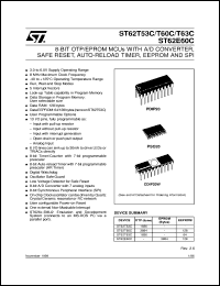 ST62P53CM1 datasheet: 8-BIT MICROCONTROLLER ( MCU ) WITH OTP, ROM, FASTROM, EPROM, A/D CONVERTER, SAFE RESET, AUTO-RELOAD TIMER, EEPROM AND SPI ST62P53CM1