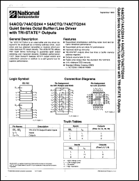 74ACQ244PCQR datasheet: Quiet series octal buffer/line driver with TRI-STATE outputs. Commercial grade device with burn-in. 74ACQ244PCQR