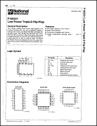 100331DCQR datasheet: Low power triple D flip-flop. Commercial grade device with burn-in. 100331DCQR