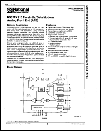 NS32FX210V datasheet: Facsimile/data modem analog front end (AFE). NS32FX210V