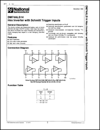 DM74ALS14M datasheet: Hex inverter with schmitt trigger inputs. DM74ALS14M