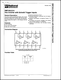 DM74ALS14N datasheet: Hex inverter with schmitt trigger inputs. DM74ALS14N