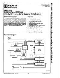 NM24C09EM datasheet: 8192-bit serial EEPROM with synchronous serial bus and write protect. NM24C09EM