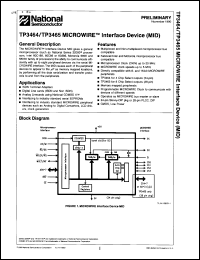 TP3465N datasheet: MICROWIRE interface device (MID). TP3465N