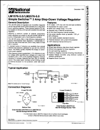 LM2576T-5.0 datasheet: Simple switcher 3 Amp step-down voltage regulator. LM2576T-5.0