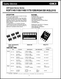 KGF1155 datasheet: UNF-band analog device. Dual-gate mixer amplifier. KGF1155