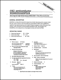 MSM65524 datasheet: High perfomance CMOS 8 bit 1 chip microcontroller. MSM65524