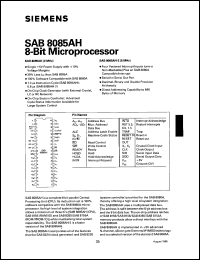SAB8085AH-P datasheet: 8-bit microprocessor, 3 MHz, 1.3 us (plastic). SAB8085AH-P