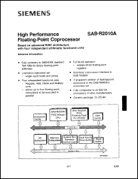 SAB-R2010A-12-QJ datasheet: High performance floating-point coprocessor. 32/64-bit floating-point coprocessor, 12.5 MHz. SAB-R2010A-12-QJ