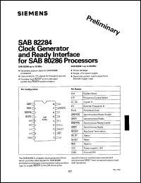 SAB82284-P datasheet: Clock generator (plastic package) up to 16 MHz and ready interface for SAB80286 processor. SAB82284-P