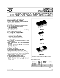 ST62P55CM3 datasheet: 8-BIT MICROCONTROLLER ( MCU ) WITH OTP, ROM, FASTROM, EPROM, A/D CONVERTER, SAFE RESET, AUTO-RELOAD TIMER, EEPROM AND SPI ST62P55CM3