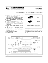 TDA7326 datasheet: AM-FM RADIO FREQUENCY SYNTHESIZER TDA7326