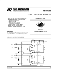 TDA7266 datasheet: 7+7W DUAL BRIDGE AMPLIFIER TDA7266