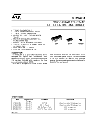 ST26C31BD datasheet: CMOS QUAD TRI-STATE DIFFERENTIAL LINE DRIVER ST26C31BD