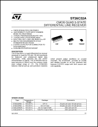 ST26C32ABTR datasheet: CMOS QUAD 3-STATE DIFFERENTIAL LINE RECEIVER ST26C32ABTR