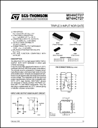 M74HCT27 datasheet: TRIPLE 3-INPUT NOR GATE M74HCT27