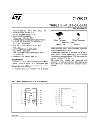 74VHC27 datasheet: TRIPLE 3-INPUT NOR GATE 74VHC27