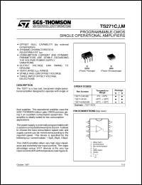 TS271BIN datasheet: PROGRAMMABLE SINGLE CMOS OP-AMPS TS271BIN