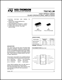 TS274BCN datasheet: HIGH SPEED QUAD CMOS OP-AMPS TS274BCN