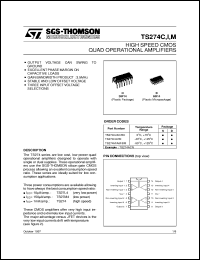 TS274C datasheet: HIGH SPEED QUAD CMOS OP-AMPS TS274C