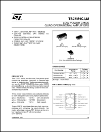 TS27M4IN datasheet: LOW POWER QUAD CMOS OP-AMPS TS27M4IN