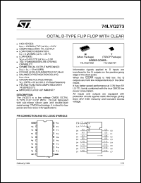 74LVQ273 datasheet: OCTAL D-TYPE FLIP FLOP WITH CLEAR 74LVQ273