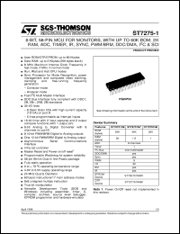 ST72751N7 datasheet: 8-BIT MICROCONTROLLER (MCU) FOR MONITORS WITH UP TO 60K ROM, 2K RAM, ADC, TIMER, INFRARED, SYNC, PWM/BRM, DDC DMA, I2C & SCI, SDIP56 ST72751N7