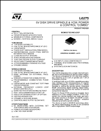 L6275 datasheet: 5V DISK DRIVE SPINDLE & VCM, POWER & CONTROL COMBO L6275