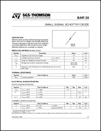 BAR28 datasheet: SMALL SIGNAL SCHOTTKY DIODE BAR28