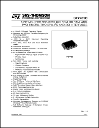 ST7285A5CQ8 datasheet: 8-BIT MICROCONTROLLER (MCU) FOR CAR RADIO WITH ROM, EPROM OR OTP, RDS (RADIO DATA SYSTEM), ADC, TIMERS, SPI (S), I2C, SCI, PQFP80 ST7285A5CQ8