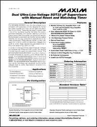 MAX6827VUT-T datasheet: 1.58 V, dual ultra-low-voltage mP supervisor with manual reset and watchdog timer MAX6827VUT-T