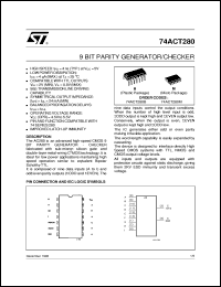 74ACT280 datasheet: 9 BIT PARITY GENERATOR/CHECKER 74ACT280