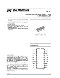 L293C datasheet: PUSH-PULL FOUR CHANNEL/DUAL H-BRIDGE DRIVER L293C