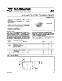 L295 datasheet: DUAL SWITCH-MODE SOLENOID DRIVER L295