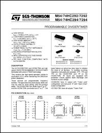 M74HC294 datasheet: PROGRAMMABLE DIVIDER/TIMER M74HC294