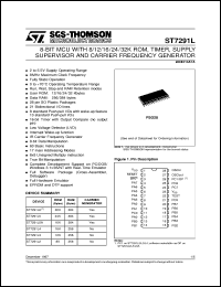 ST7291L datasheet: 8-BIT MICROCONTROLLER (MCU) WITH UP TO 32K ROM, EPROM, OTP, TIMER, SUPPLY SUPERVISOR AND CARRIER FREQUENCY GENERATOR, SO28 ST7291L