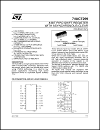 74ACT299 datasheet: 8 BIT PIPO SHIFT REGISTER WITH ASYNCHRONOUS CLEAR 74ACT299