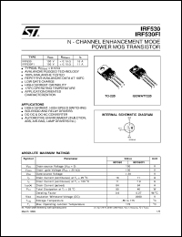 IRF530FI datasheet: N-CHANNEL ENHANCEMENT MODE POWER MOS TRANSISTORS IRF530FI