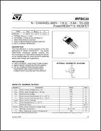 IRFBC30 datasheet: N-CHANNEL 600V - 1.8 OHM - 3.6A - TO-220 POWERMESH MOSFET IRFBC30