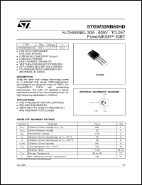 STGW30NB60HD datasheet: N-CHANNEL 30A - 600V TO-247 POWERMESH IGBT STGW30NB60HD