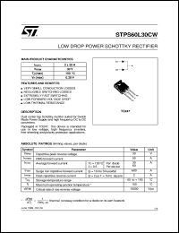 STPS60L30CW datasheet: LOW DROP POWER SCHOTTKY RECTIFIER STPS60L30CW