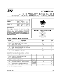 STS8NFS30L datasheet: N-CHANNEL 30V - 0.018 OHM - 8A SO-8 STRIPFET MOSFET PLUS SCHOTTKY RECTIFIER STS8NFS30L