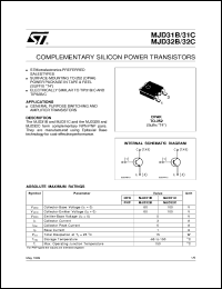 MJD32C datasheet: COMPLEMENTARY SILICON POWER TRANSISTORS MJD32C